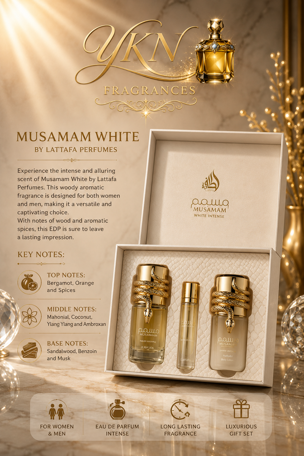 Musaman White Intense by Lattafa 3-piece set