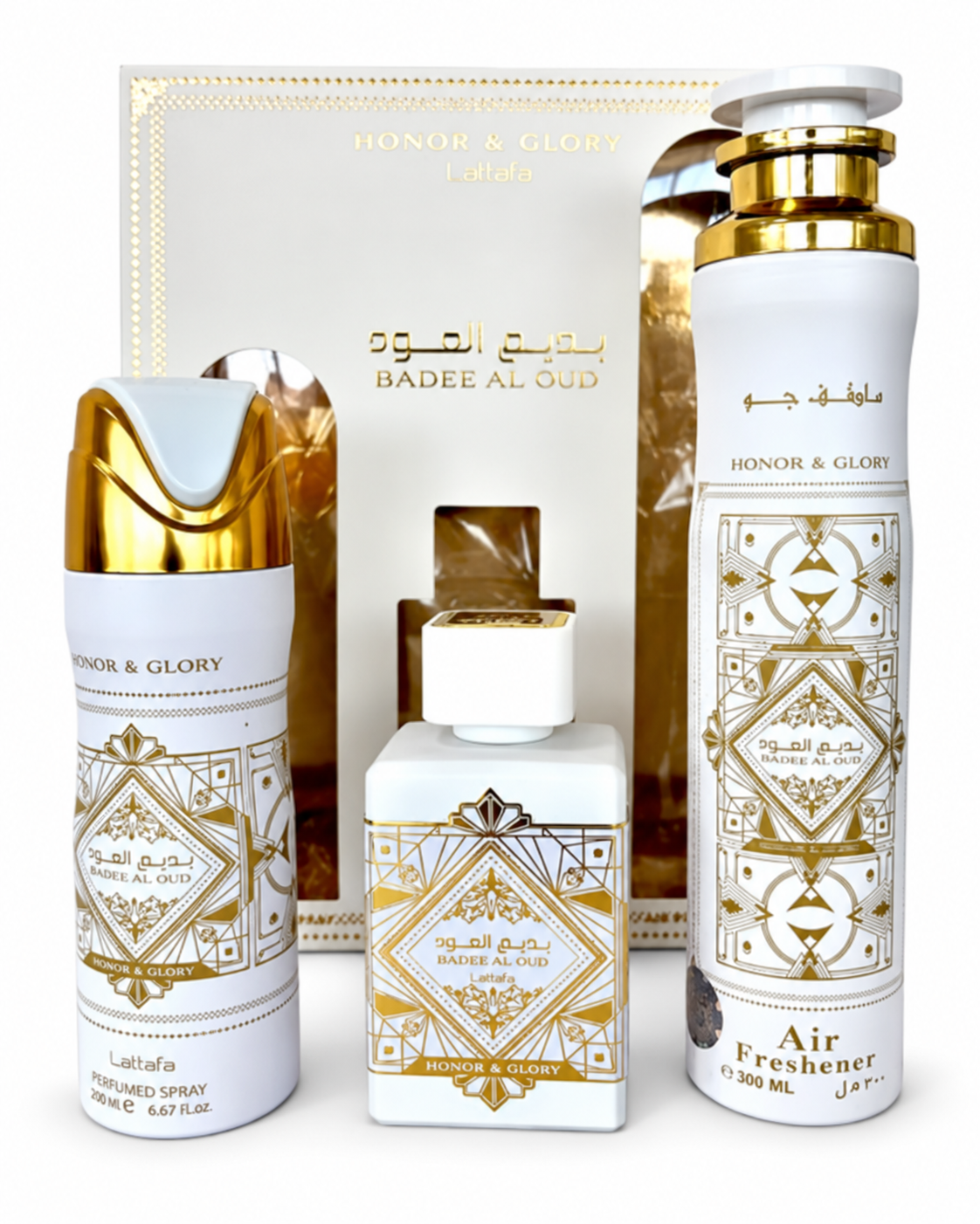 Honor and Glory Bade'e Al Oud Lattafa Set Air Freshener Included