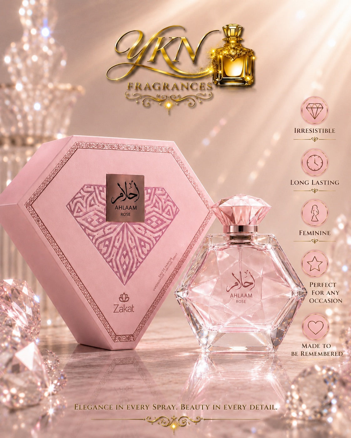 Ahlaam rose EAU de parfum -100 ml for women  by Zakat