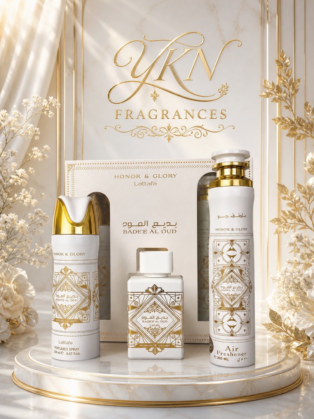 Honor and Glory Bade'e Al Oud Lattafa Set Air Freshener Included