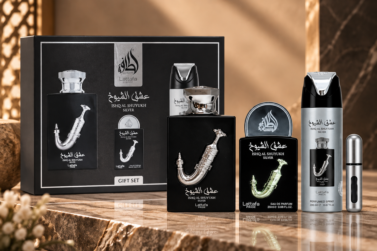 Ishq al Shuyukh silver set Lattafa