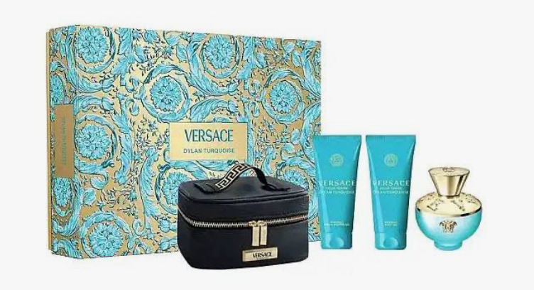 Versace Dylan Turquoise 3.4 EDT L + 3.4 BL +3.4 SG +purse