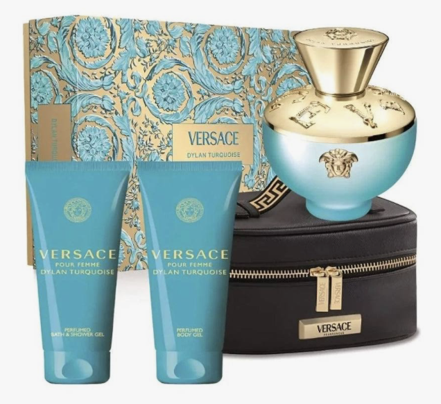 Versace Dylan Turquoise 3.4 EDT L + 3.4 BL +3.4 SG +purse