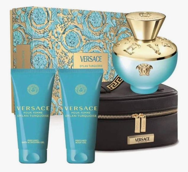 Versace Dylan Turquoise 3.4 EDT L + 3.4 BL +3.4 SG +purse