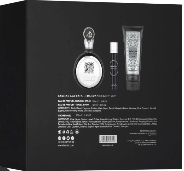 Fakhar Lattafa 3-Piece Set (Silver / Black)