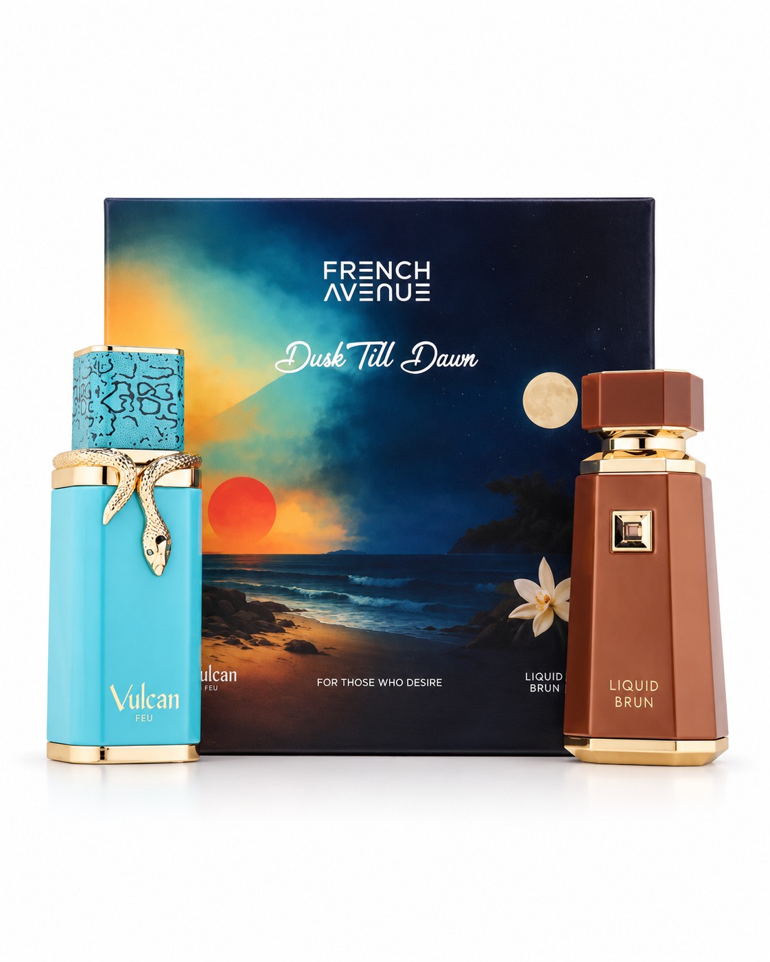 French Avenue Dusk Till Dawn Gift Set – Vulcan Feu & Liquid Brun Eau de Parfum 2 x 100ml – Unisex